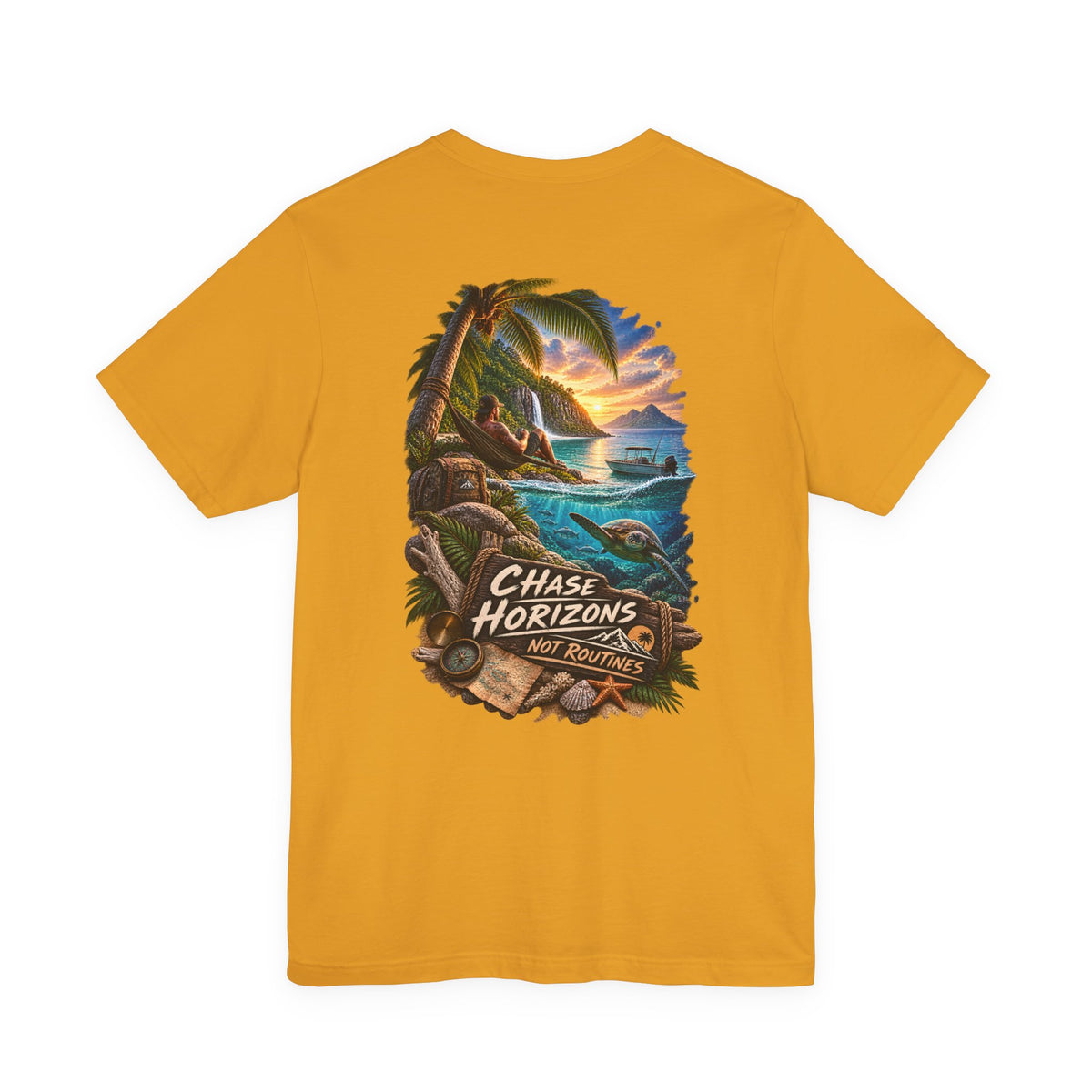 Chase Horizons Sunset Beach Tee — Adventure Coastal Graphic T-Shirt