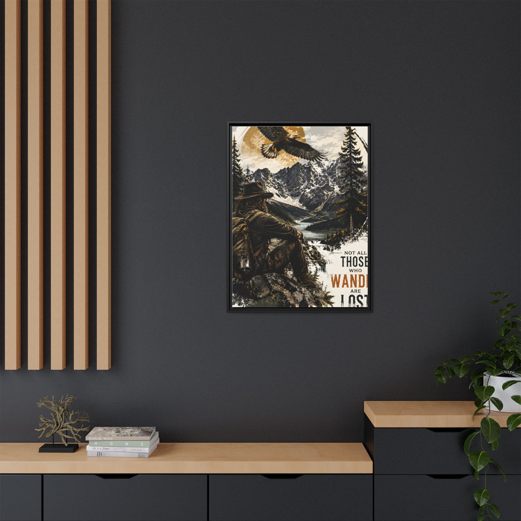 Wander Not Lost Eagle Mountain Canvas Print — Framed Matte Wall Art