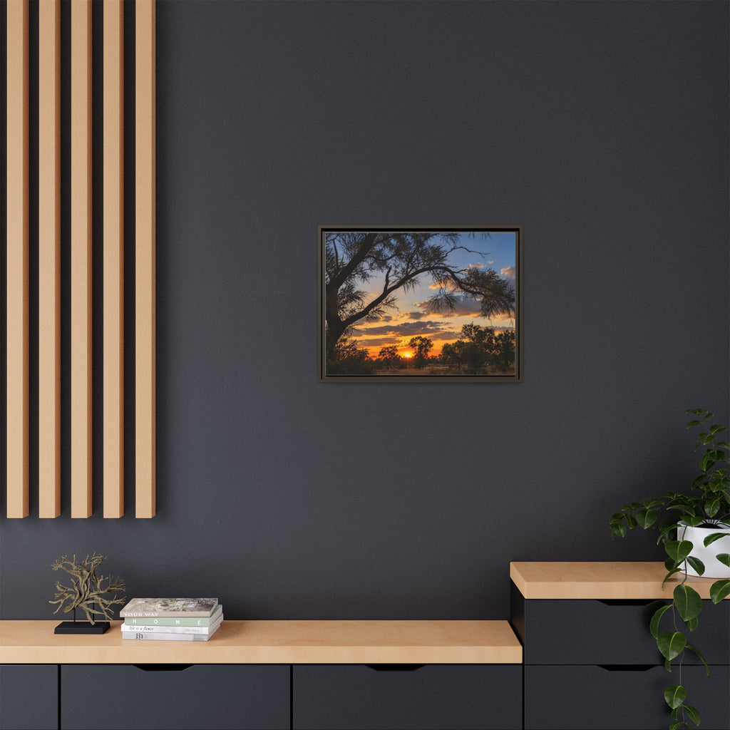 Sunset Silhouette Matte Canvas Print — Framed Landscape Wall Art
