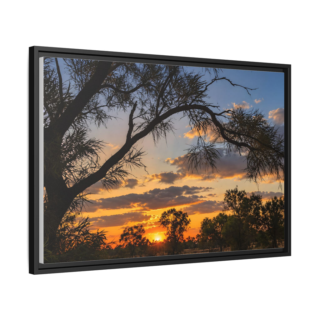 Sunset Silhouette Matte Canvas Print — Framed Landscape Wall Art