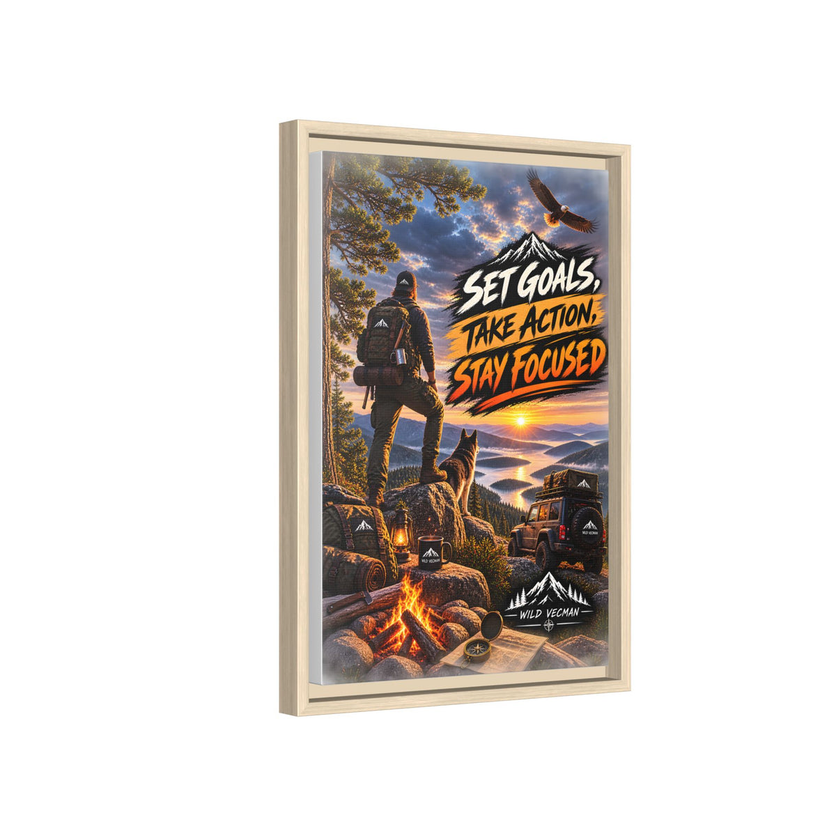 Motivational Adventure Canvas — “Set Goals, Take Action, Stay Focused”