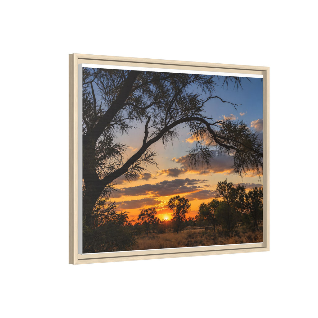 Sunset Silhouette Matte Canvas Print — Framed Landscape Wall Art