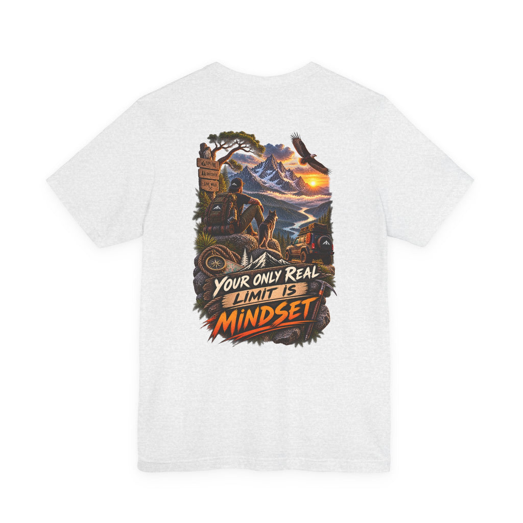 T-shirt graphique Mindset Adventure — T-shirt de motivation « Votre seule vraie limite est votre état d'esprit » avec motif de montagne