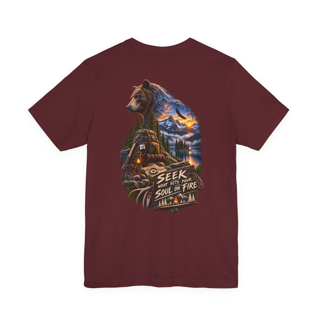 Bear Wilderness Tee — "Seek with the Soul on Fire" Outdoor Adventure T-Shirt