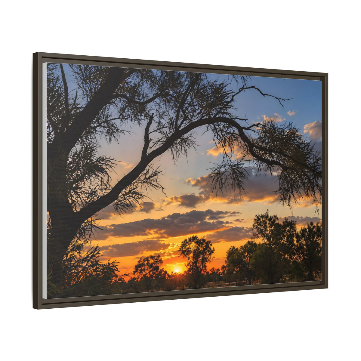 Sunset Silhouette Matte Canvas Print — Framed Landscape Wall Art