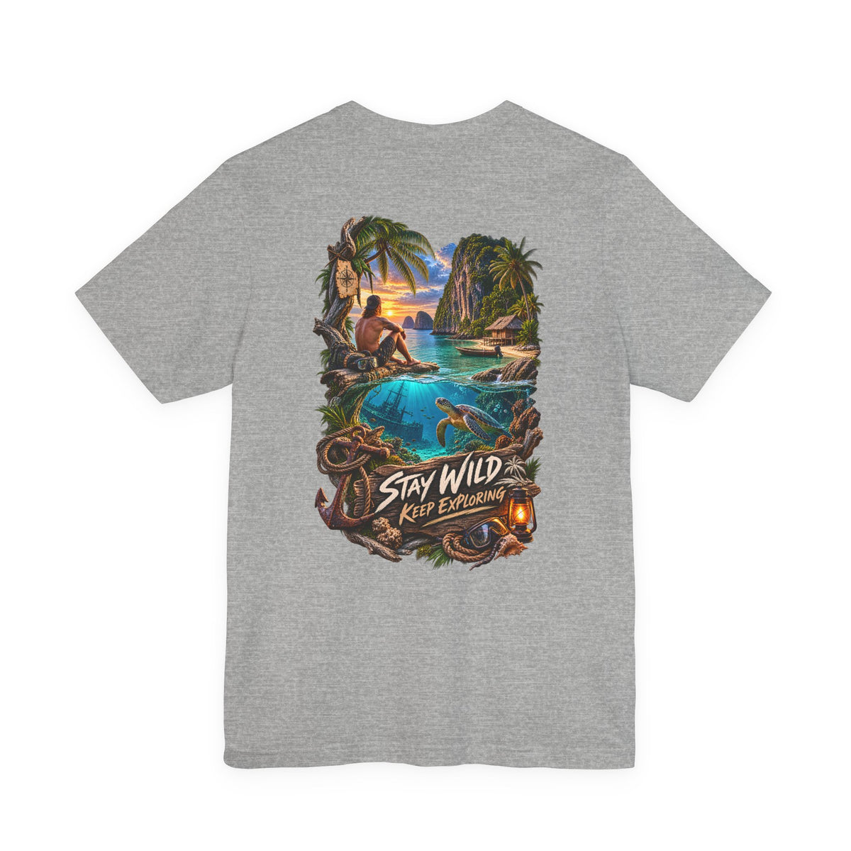 Stay Wild Adventure Tee — Tropical Explorer Graphic T-Shirt