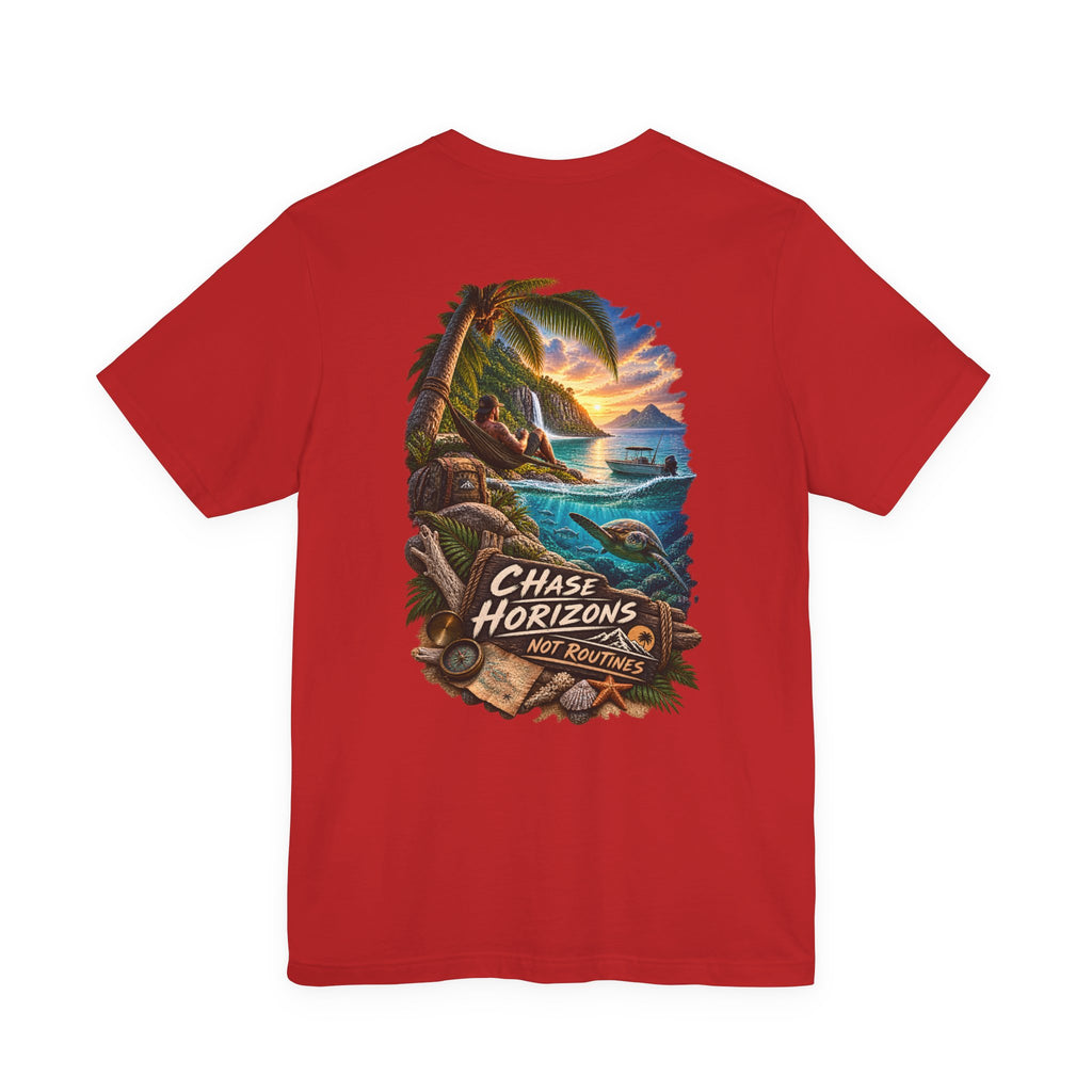 T-shirt Chase Horizons Sunset Beach — T-shirt graphique aventure côtière