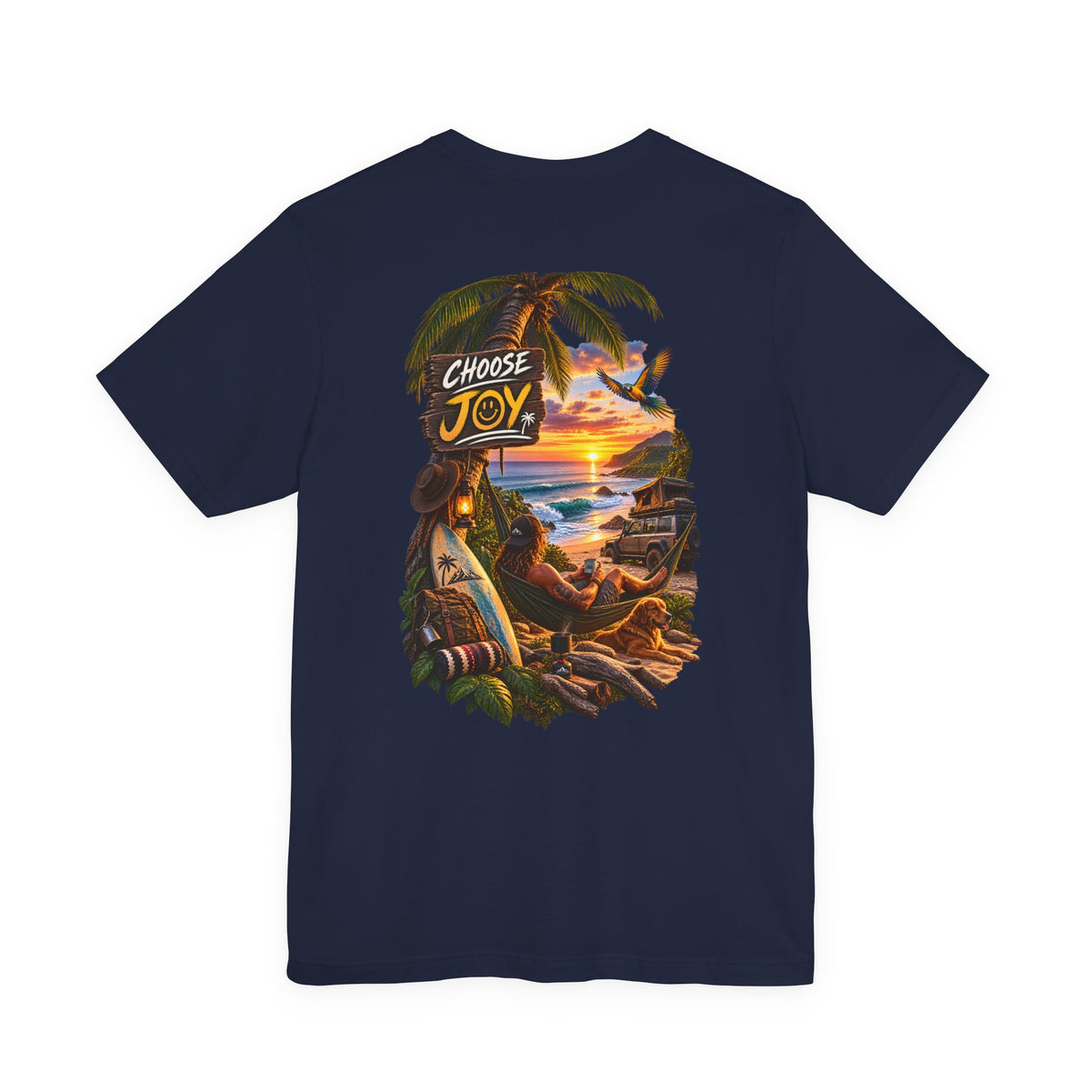 T-Shirt — 'Choose Joy' Tropical Sunset Beach Graphic Tee