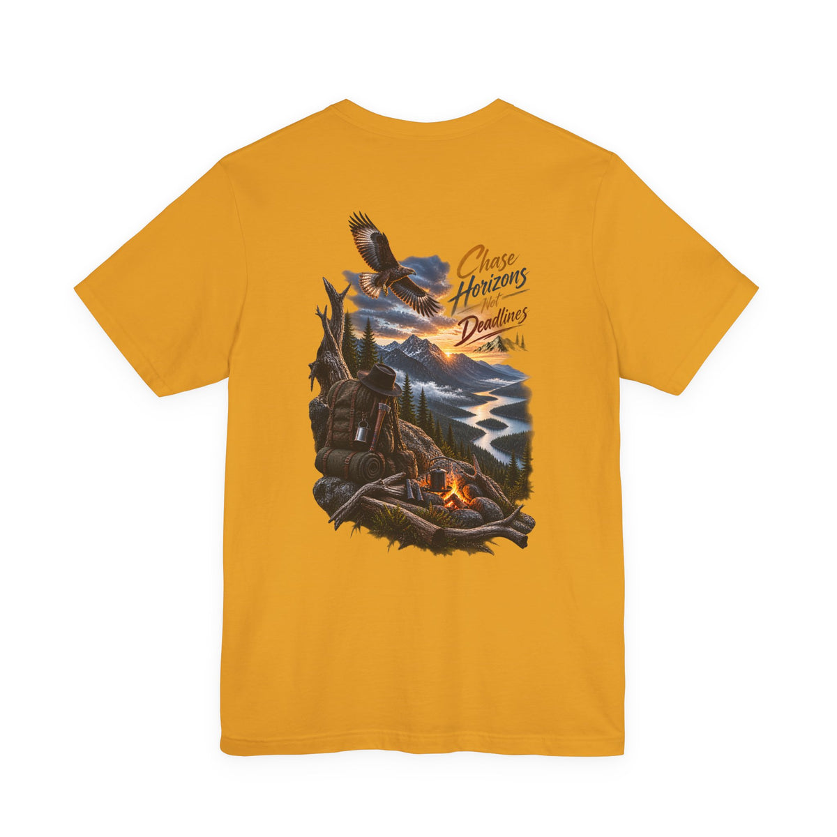 T-Shirt — 'Chase Horizons, Dream Big' Eagle Mountain Campfire Graphic Tee