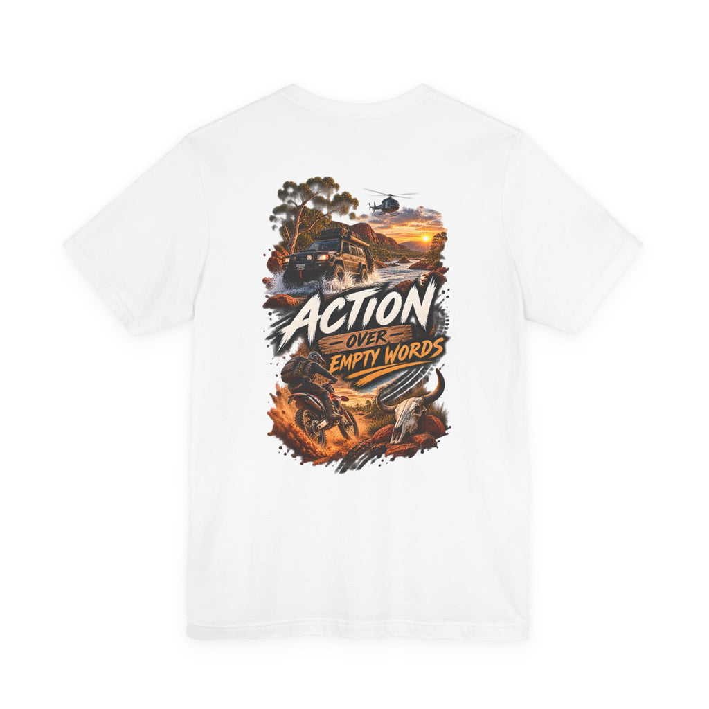 T-shirt « Action Over Empty Words » - T-shirt graphique style militaire et aventure