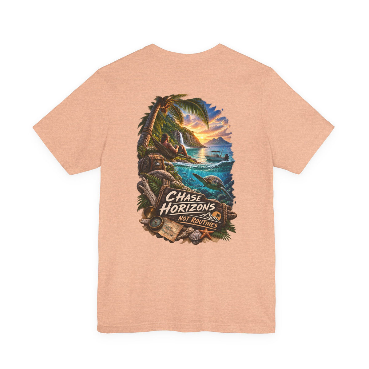 Chase Horizons Sunset Beach Tee — Adventure Coastal Graphic T-Shirt