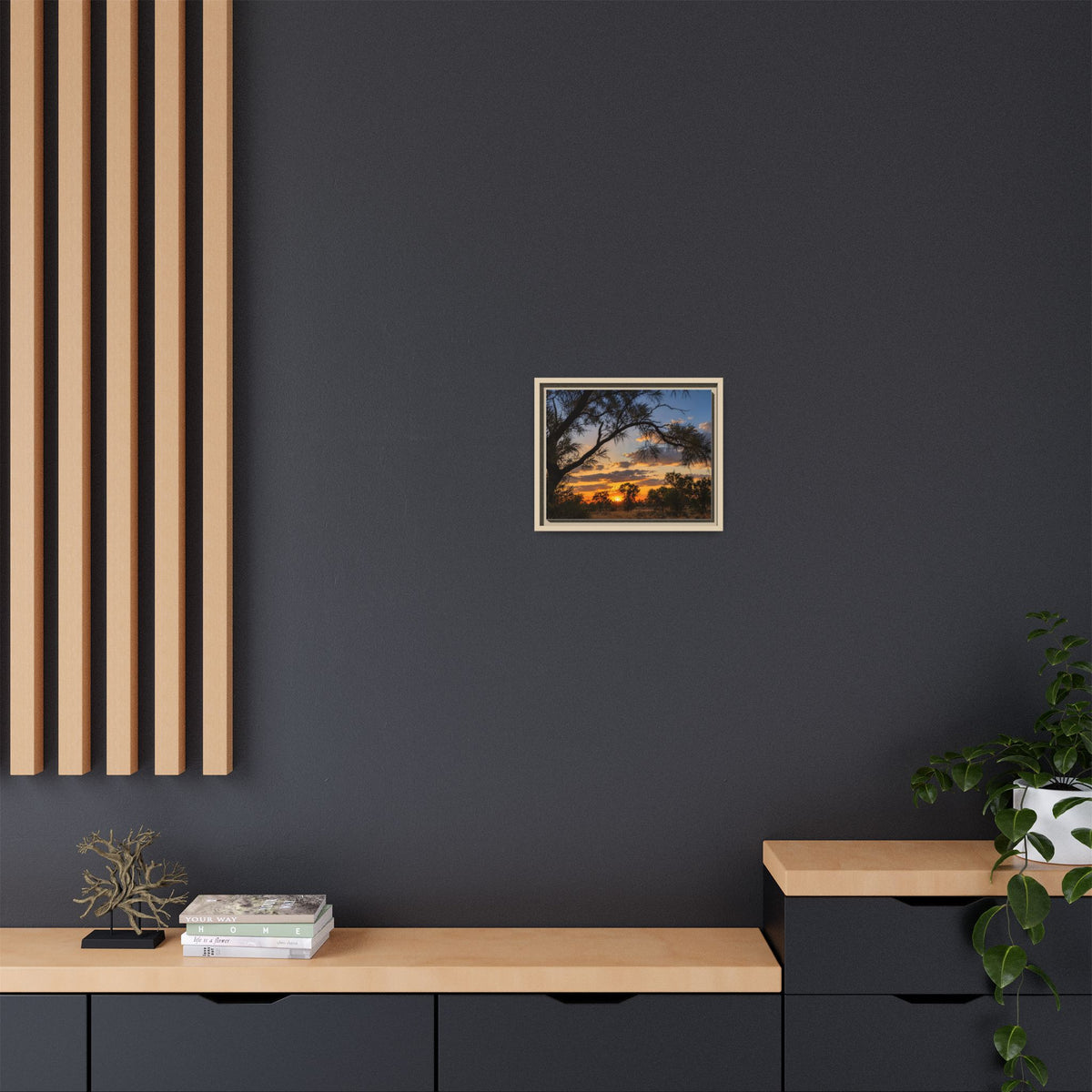 Sunset Silhouette Matte Canvas Print — Framed Landscape Wall Art