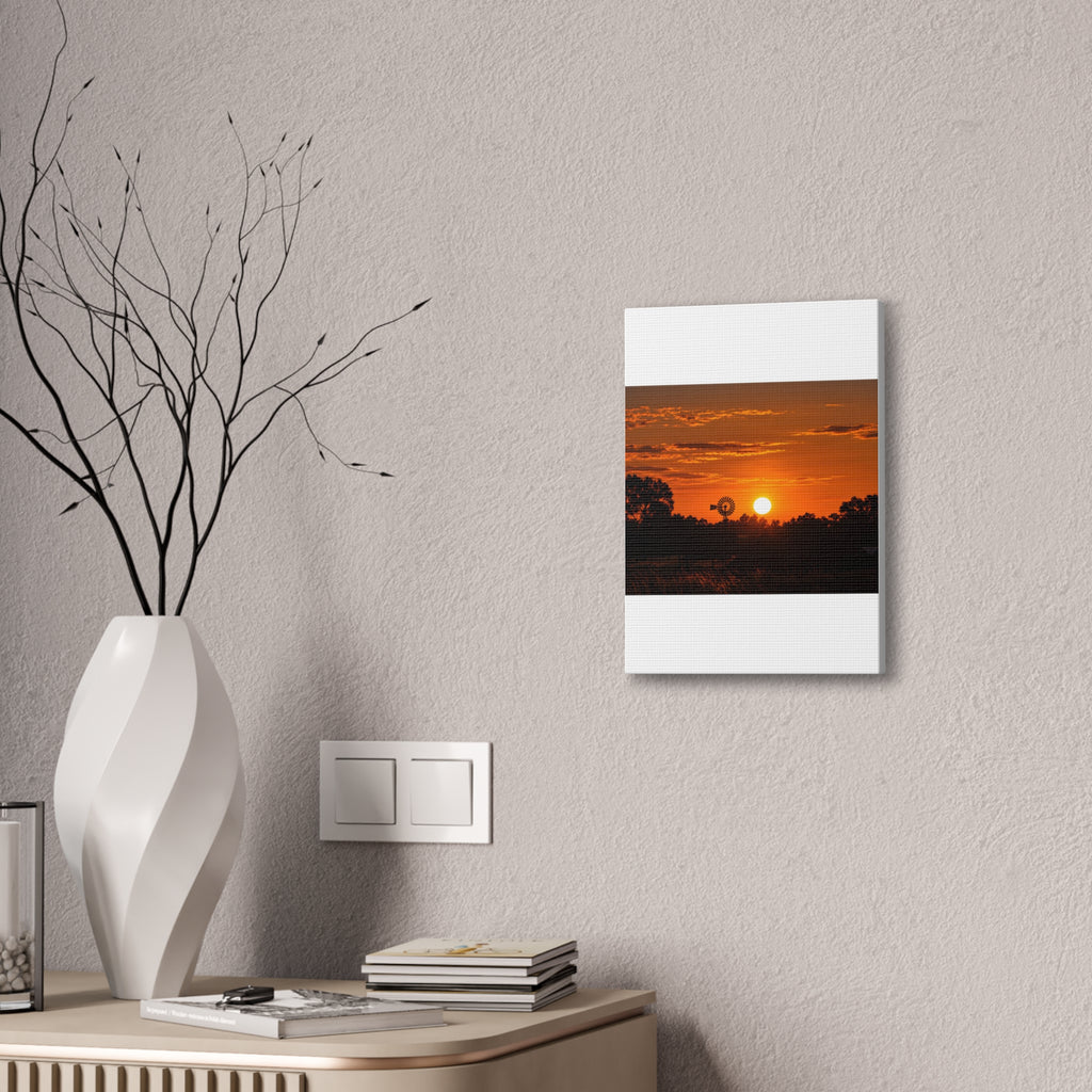 Sunset Windmill Canvas Print — Rural Farmhouse Wall Art
