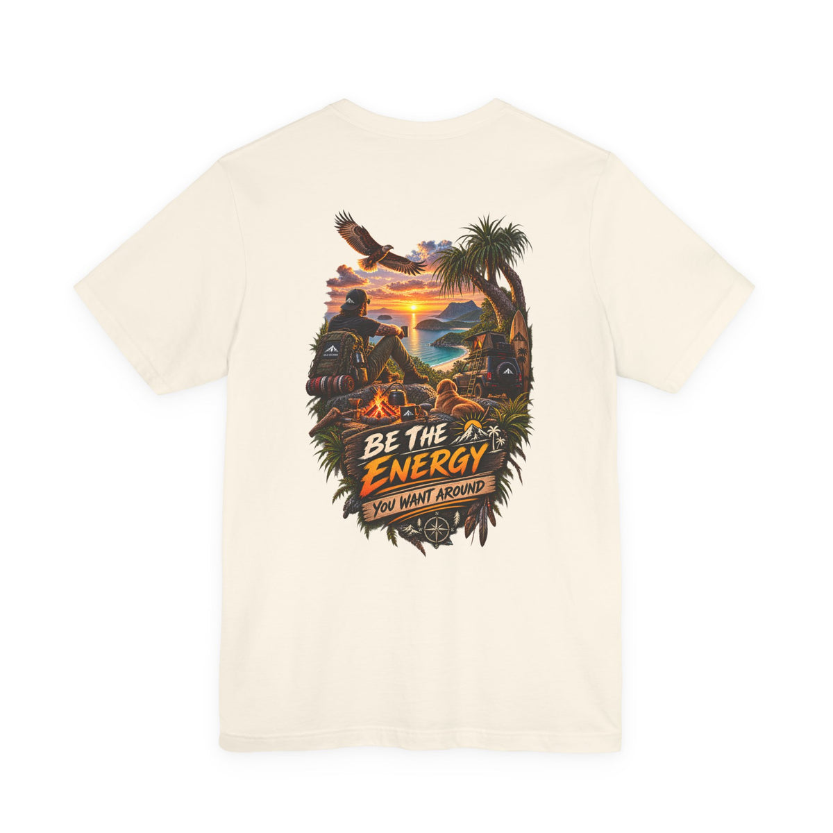 T-Shirt — "Be The Energy" Sunset Island Graphic Tee