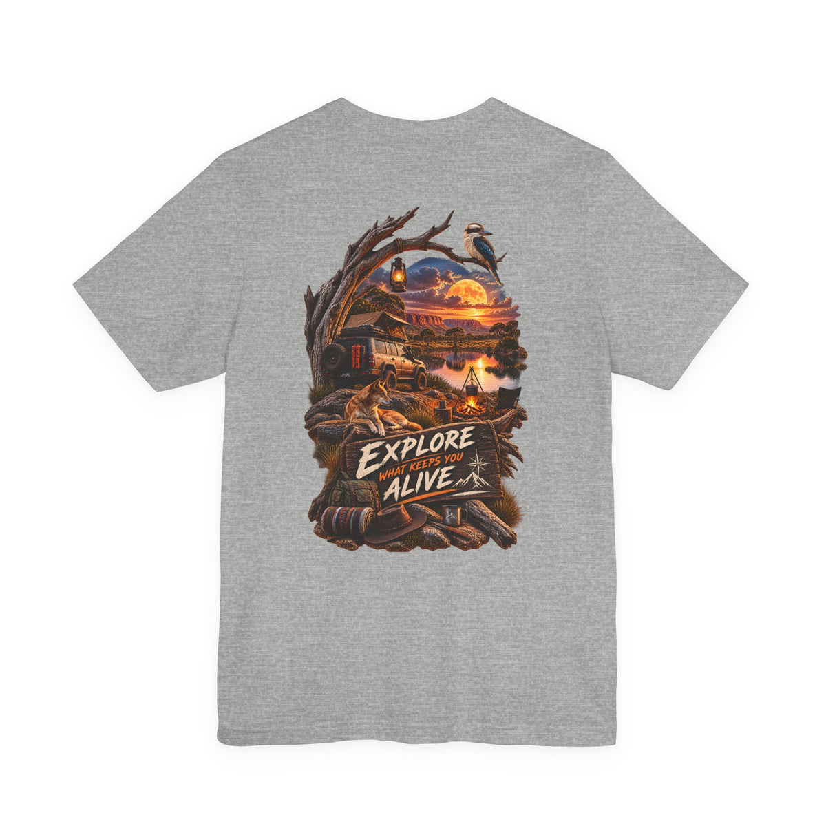 Explore Alive Adventure T-Shirt — Outdoor Camping Sunset Graphic Tee
