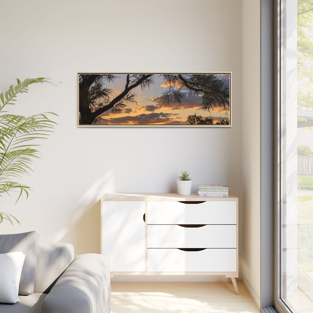 Sunset Silhouette Matte Canvas Print — Framed Landscape Wall Art