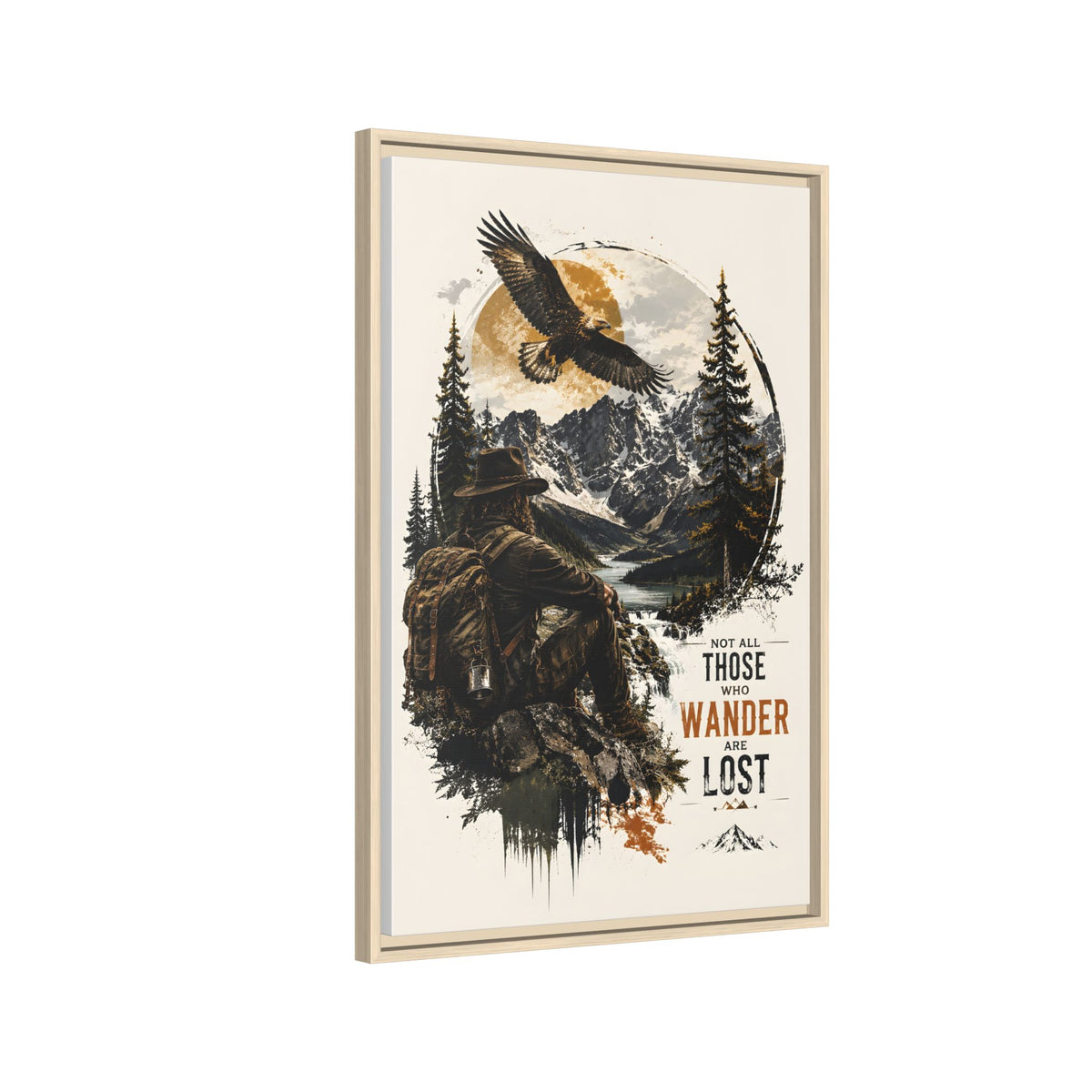 Wanderer Hiking Framed Canvas — "Not All Those Who Wander Are Lost" Wall Art
