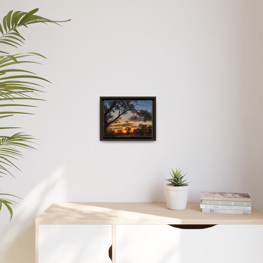 Sunset Silhouette Matte Canvas Print — Framed Landscape Wall Art