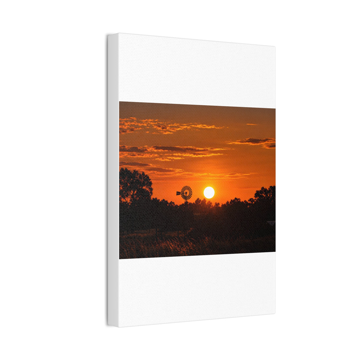 Sunset Windmill Canvas Print — Rural Farmhouse Wall Art