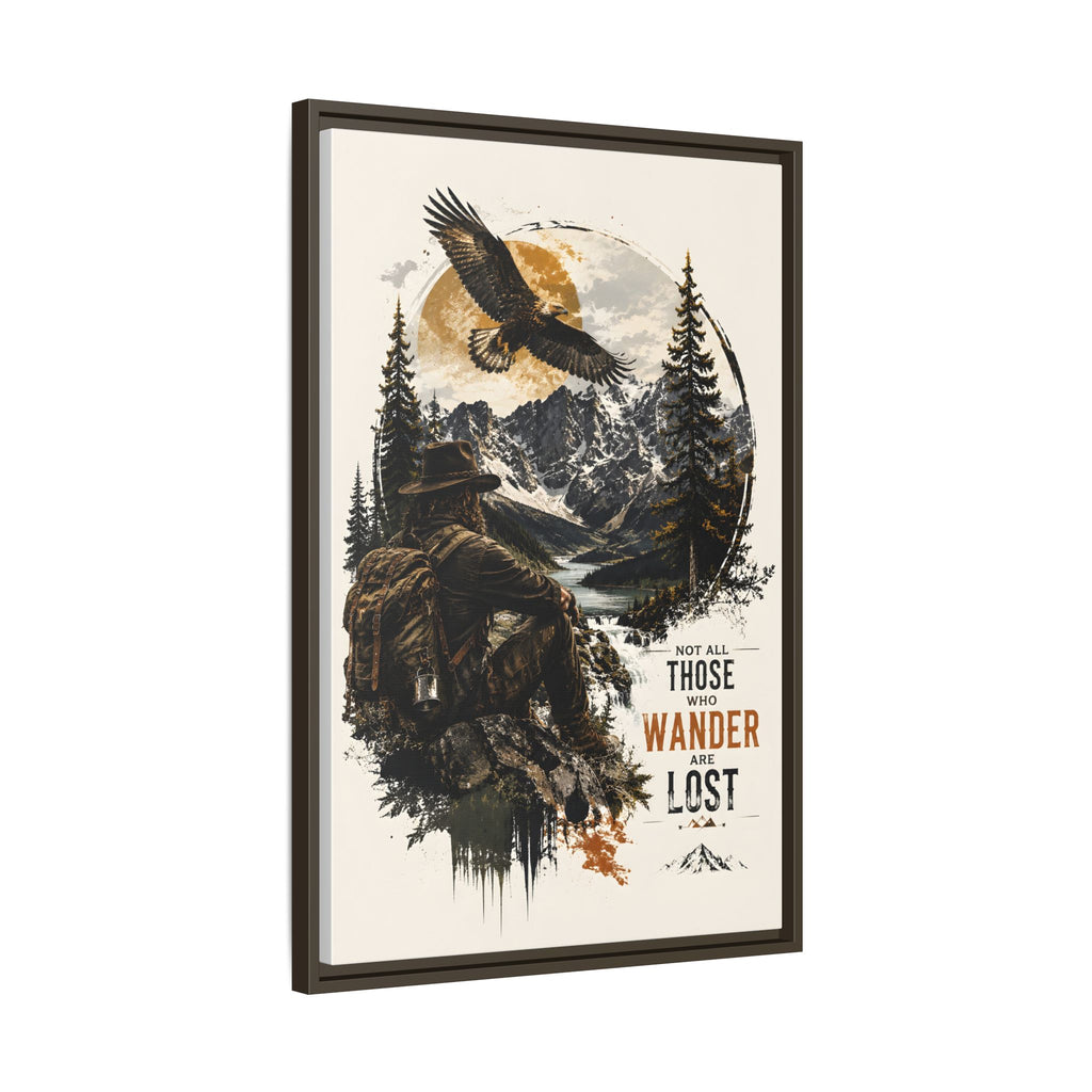 Toile encadrée « Wanderer Hiking » — Décoration murale « Not All Those Who Wander Are Lost »