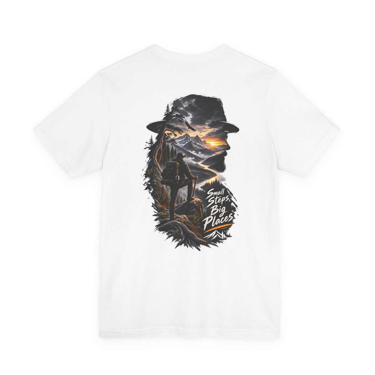 Adventure Hiker Tee — 'Small Steps, Big Places' Mountain Silhouette
