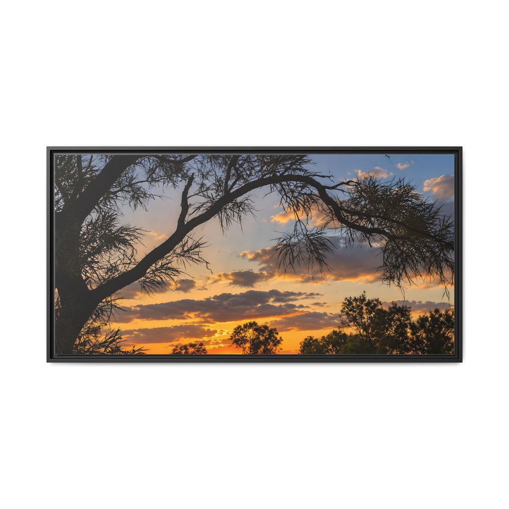 Sunset Silhouette Matte Canvas Print — Framed Landscape Wall Art