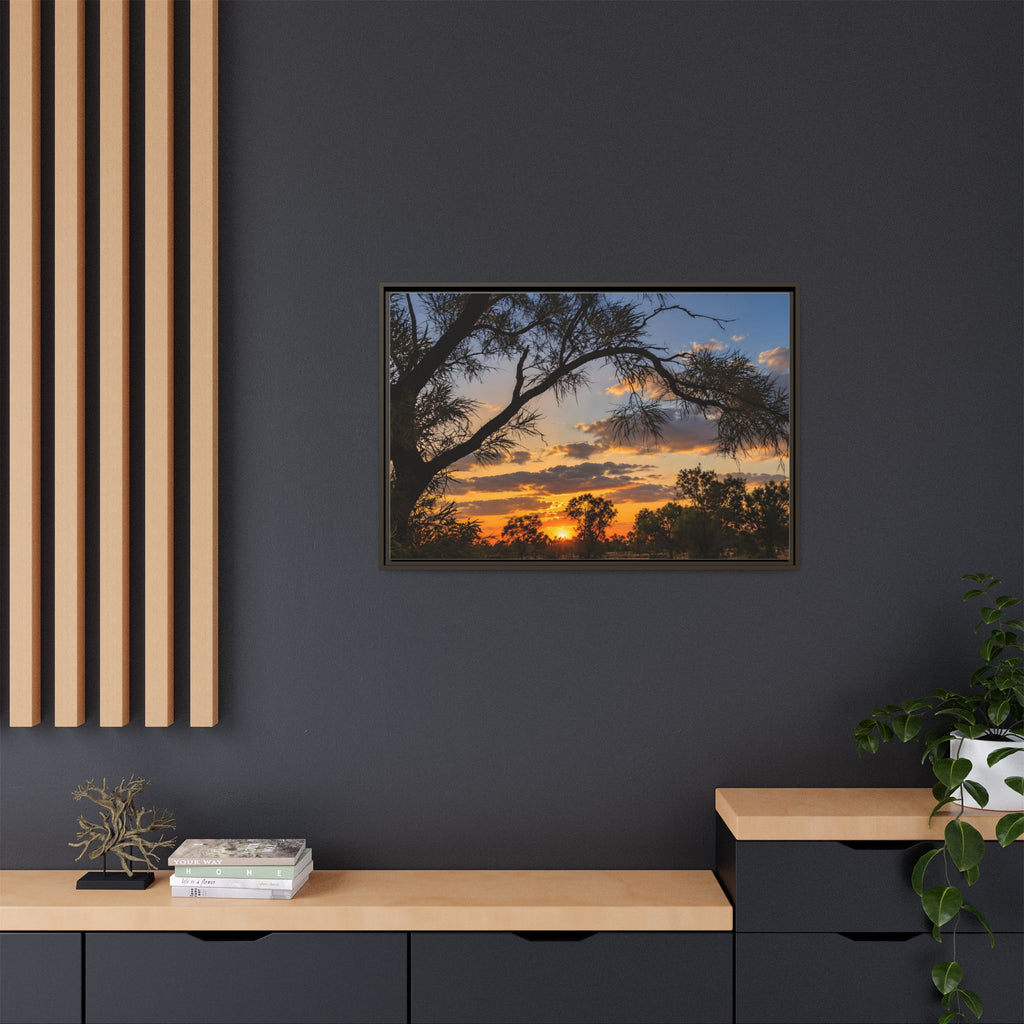 Sunset Silhouette Matte Canvas Print — Framed Landscape Wall Art