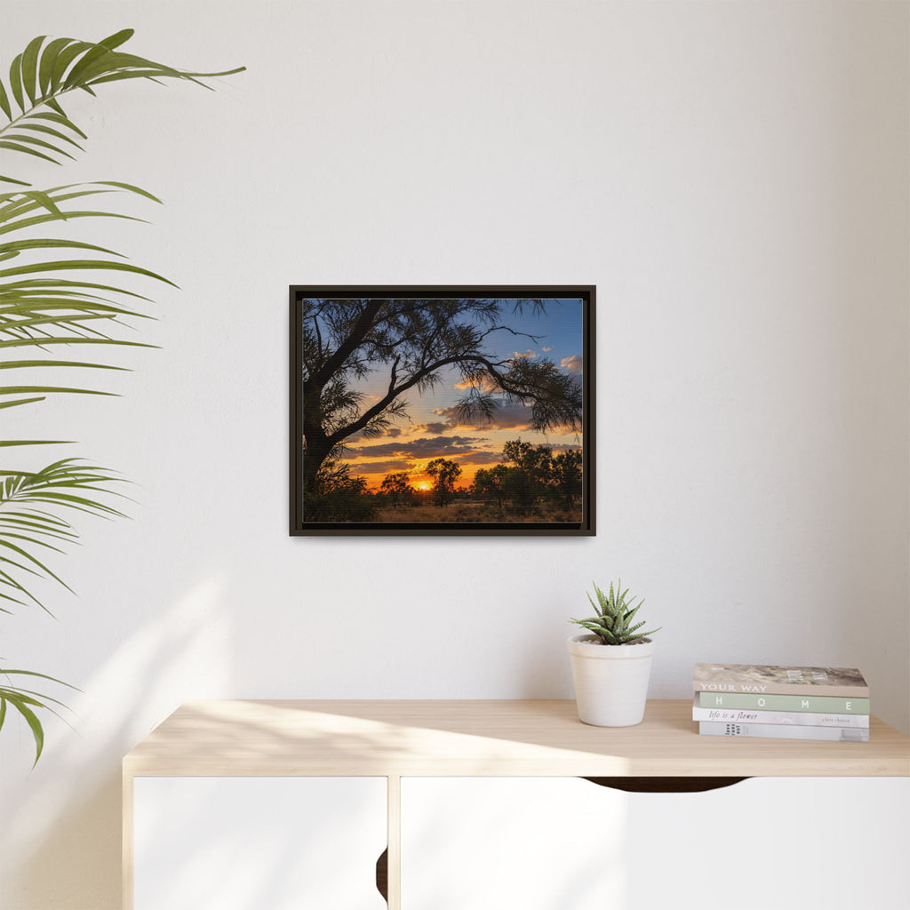Sunset Silhouette Matte Canvas Print — Framed Landscape Wall Art
