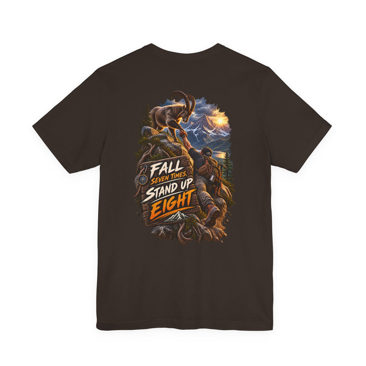Mammoth Climber Tee — "Fall Seven Times, Stand Up Eight" Inspirational Outdoor T-Shirt