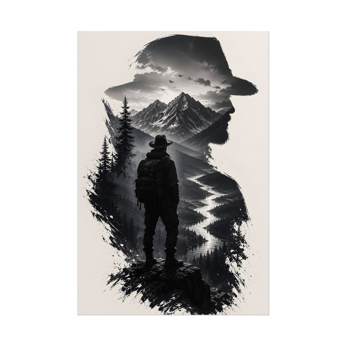 Affiche encadrée silhouette aventure