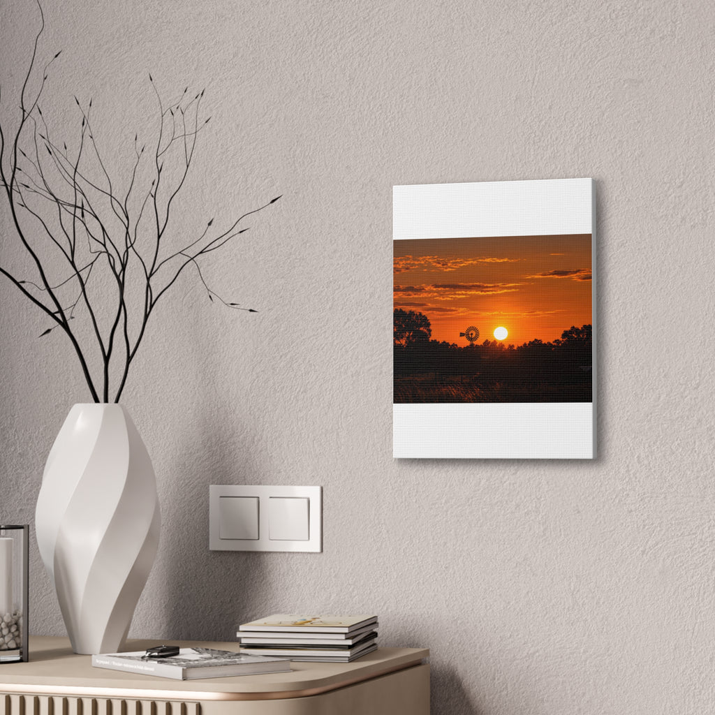 Sunset Windmill Canvas Print — Rural Farmhouse Wall Art