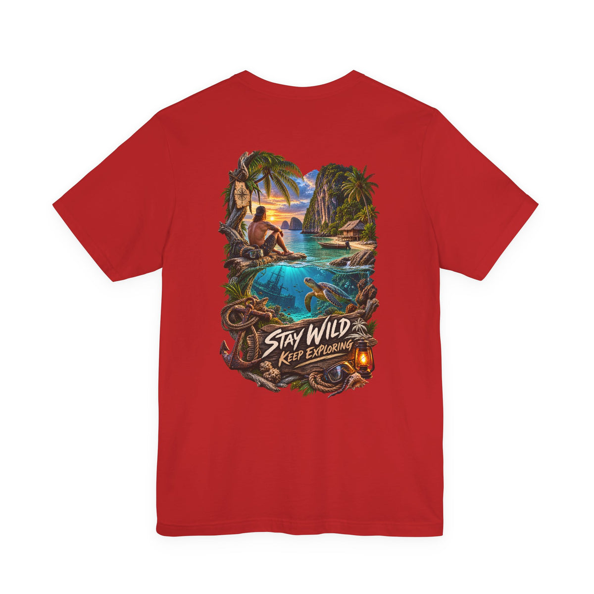 Stay Wild Adventure Tee — Tropical Explorer Graphic T-Shirt