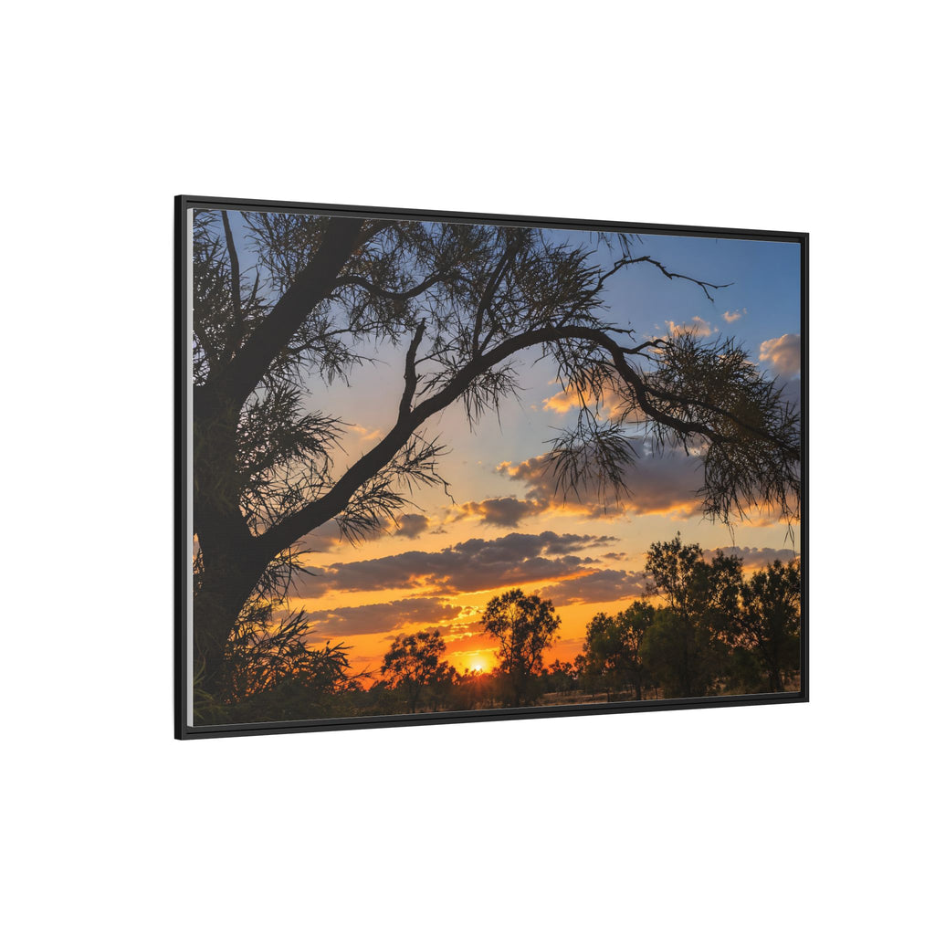 Sunset Silhouette Matte Canvas Print — Framed Landscape Wall Art