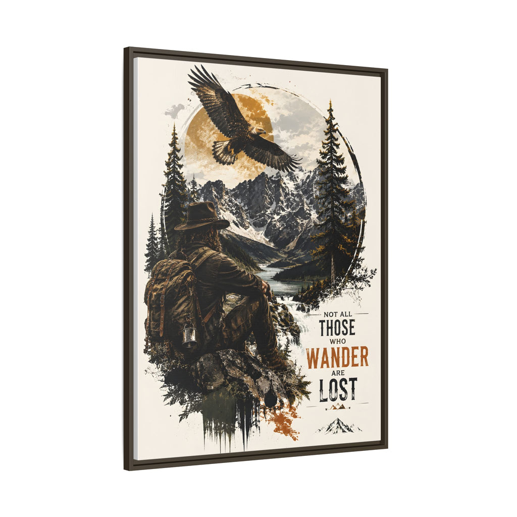 Toile encadrée « Wanderer Hiking » — Décoration murale « Not All Those Who Wander Are Lost »