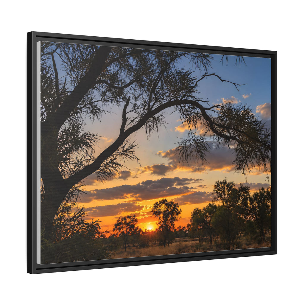 Sunset Silhouette Matte Canvas Print — Framed Landscape Wall Art