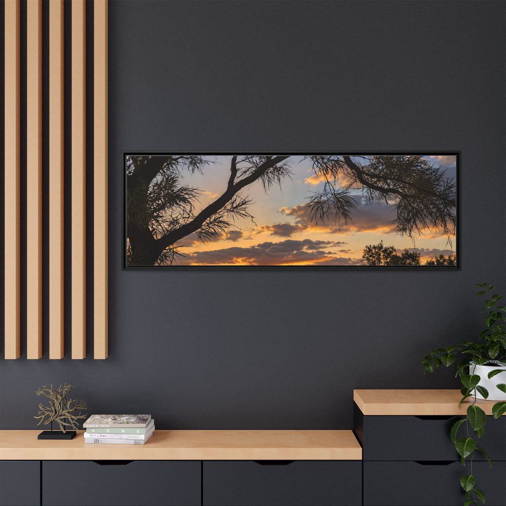 Sunset Silhouette Matte Canvas Print — Framed Landscape Wall Art