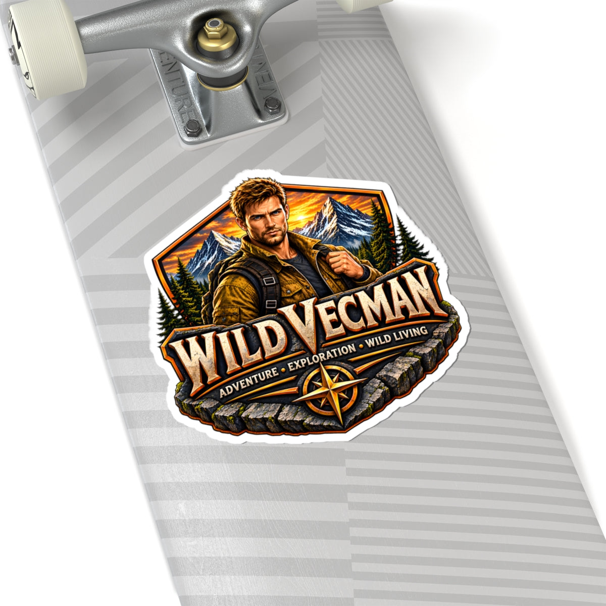 Outdoor Adventure Sticker — "Wild Vecman" Kiss-Cut Vinyl Decal
