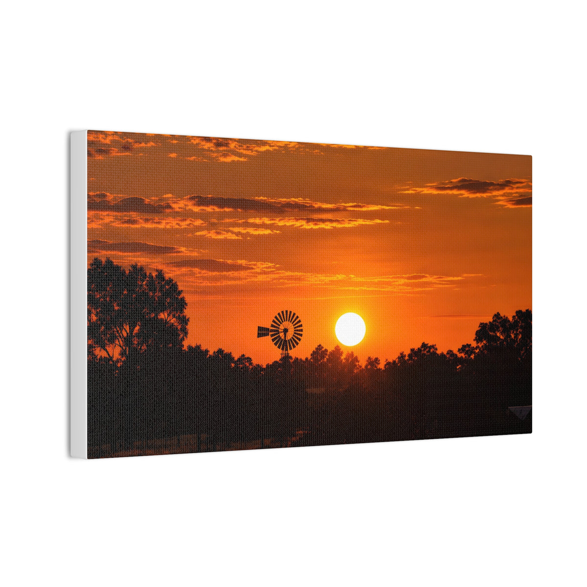 Sunset Windmill Canvas Print — Rural Farmhouse Wall Art