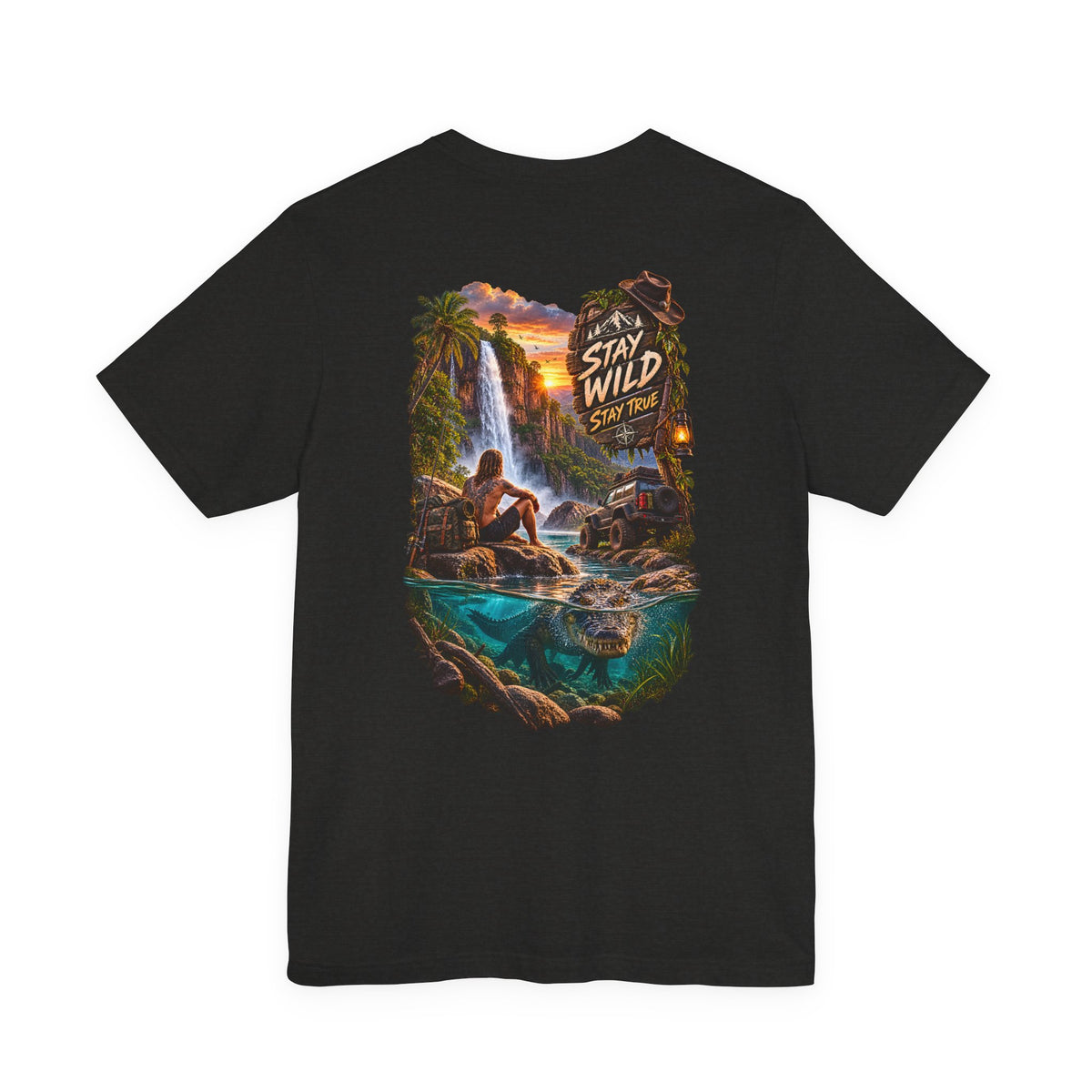 Adventure Graphic Tee — "Stay Wild" Waterfall Outdoor T-Shirt