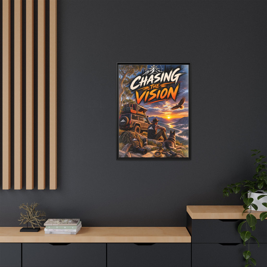 Chasing the Vision Matte Canvas Print (Framed) — Adventure Landscape Wall Art