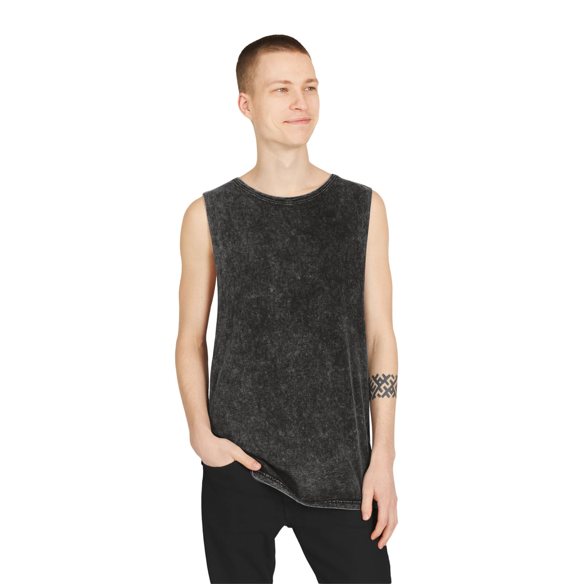 Wild Vecman logo - Compass Tank Top — Vintage Stonewash Adventure Graphic