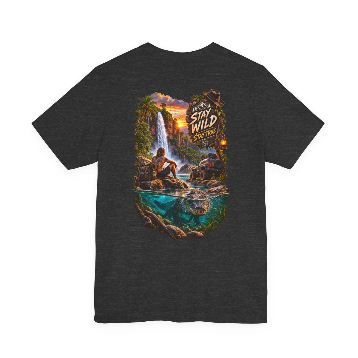 Adventure Graphic Tee — "Stay Wild" Waterfall Outdoor T-Shirt