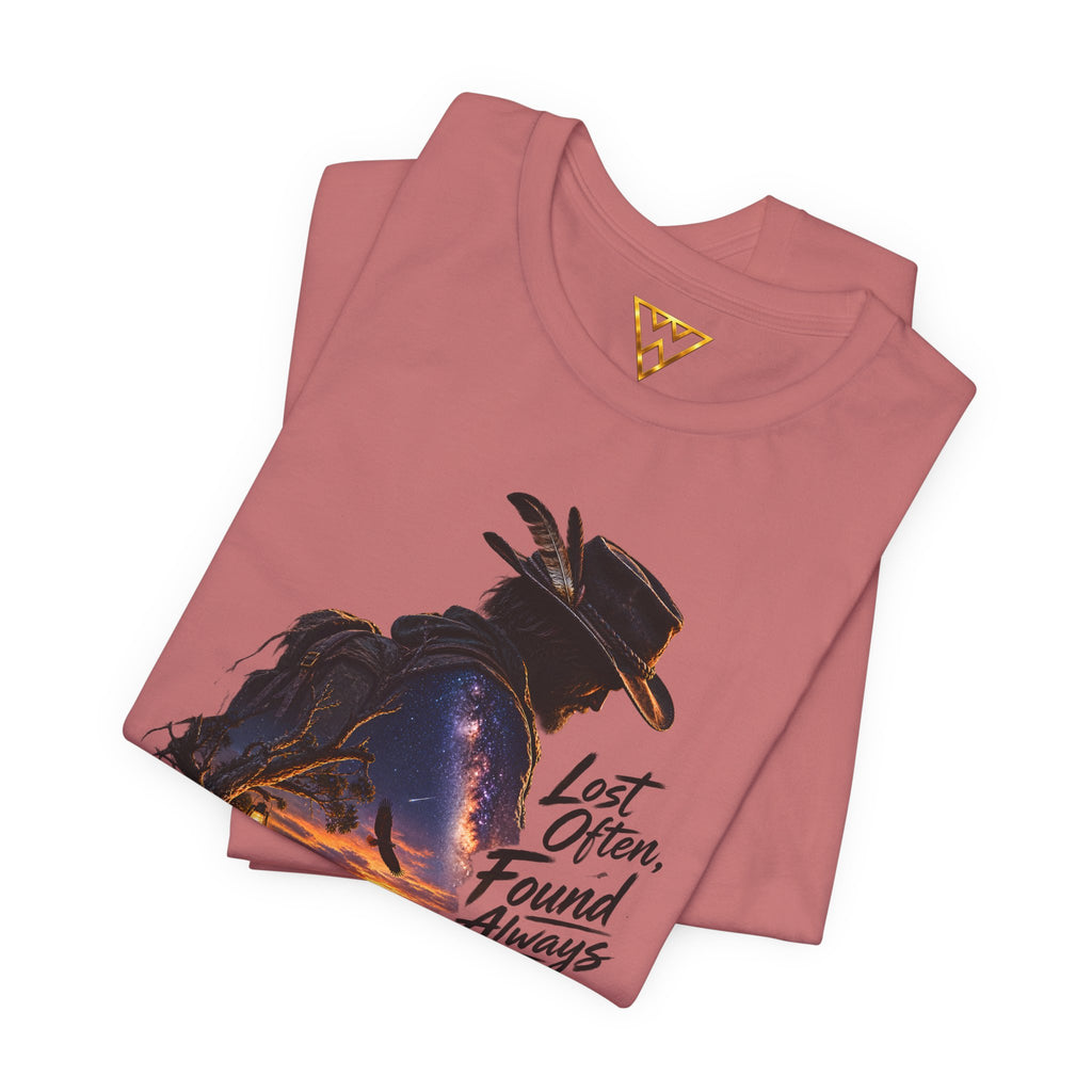 T‑Shirt — Western Sunset Cowboy 'Lost Often, Found Always' Graphic Tee