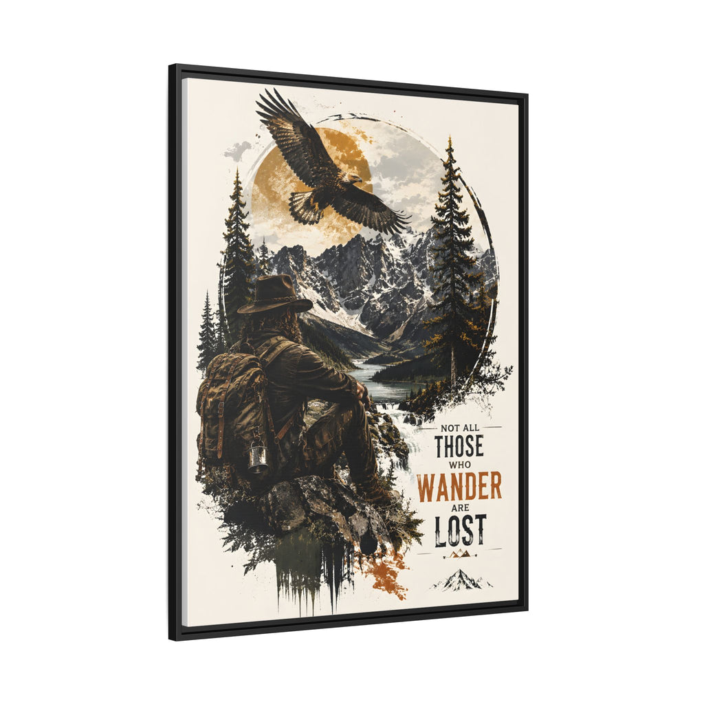 Toile encadrée « Wanderer Hiking » — Décoration murale « Not All Those Who Wander Are Lost »