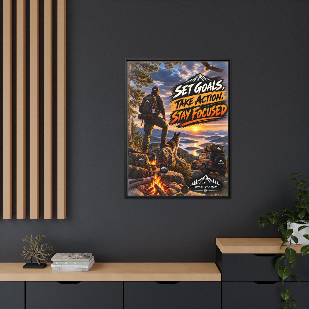 Motivational Adventure Canvas — “Set Goals, Take Action, Stay Focused”