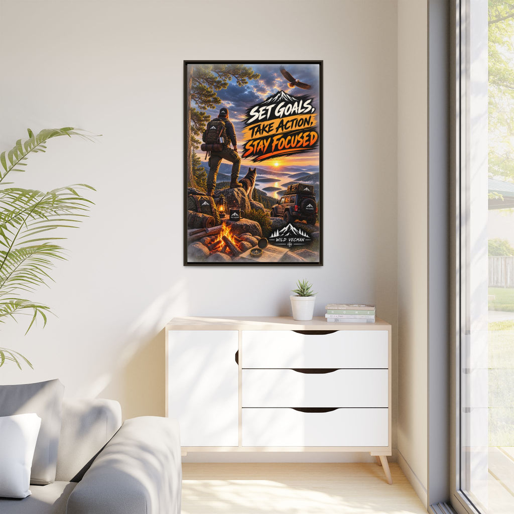 Motivational Adventure Canvas — “Set Goals, Take Action, Stay Focused”
