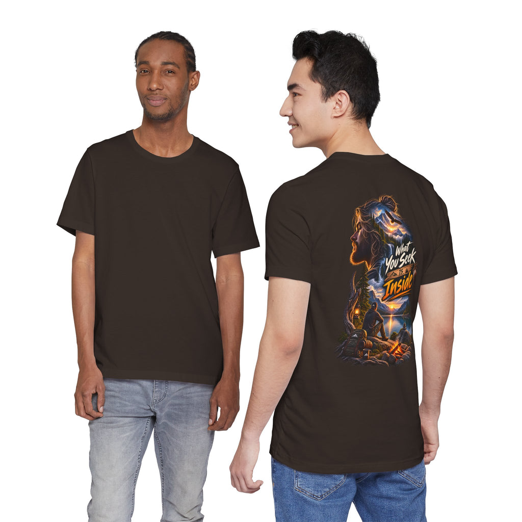 Adventure Graphic Tee — "What You Seek Is Inside" Campfire Design