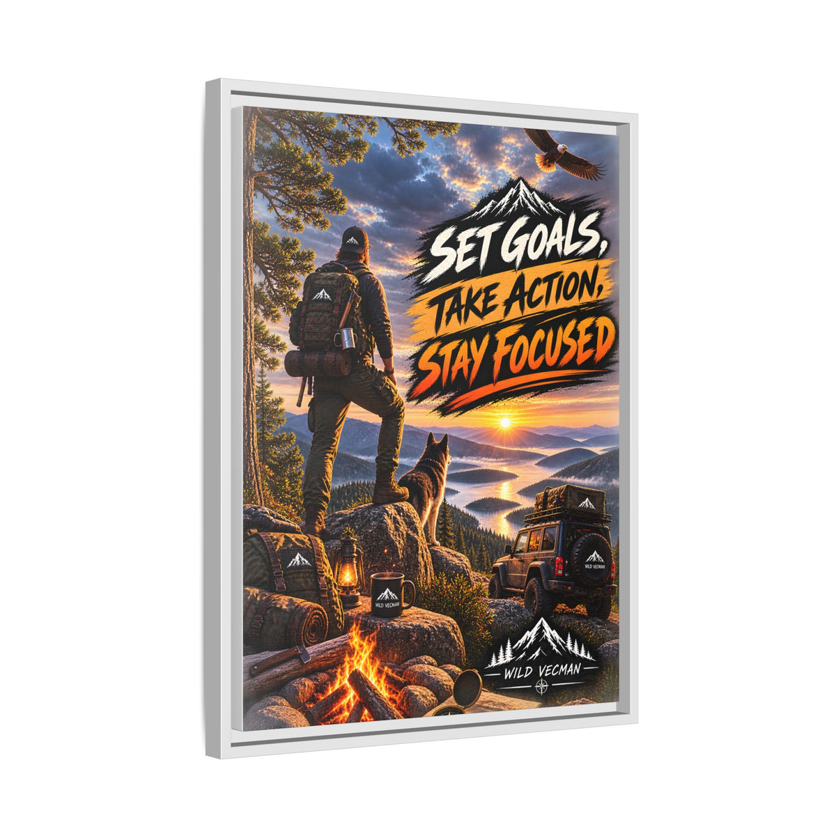 Motivational Adventure Canvas — “Set Goals, Take Action, Stay Focused”