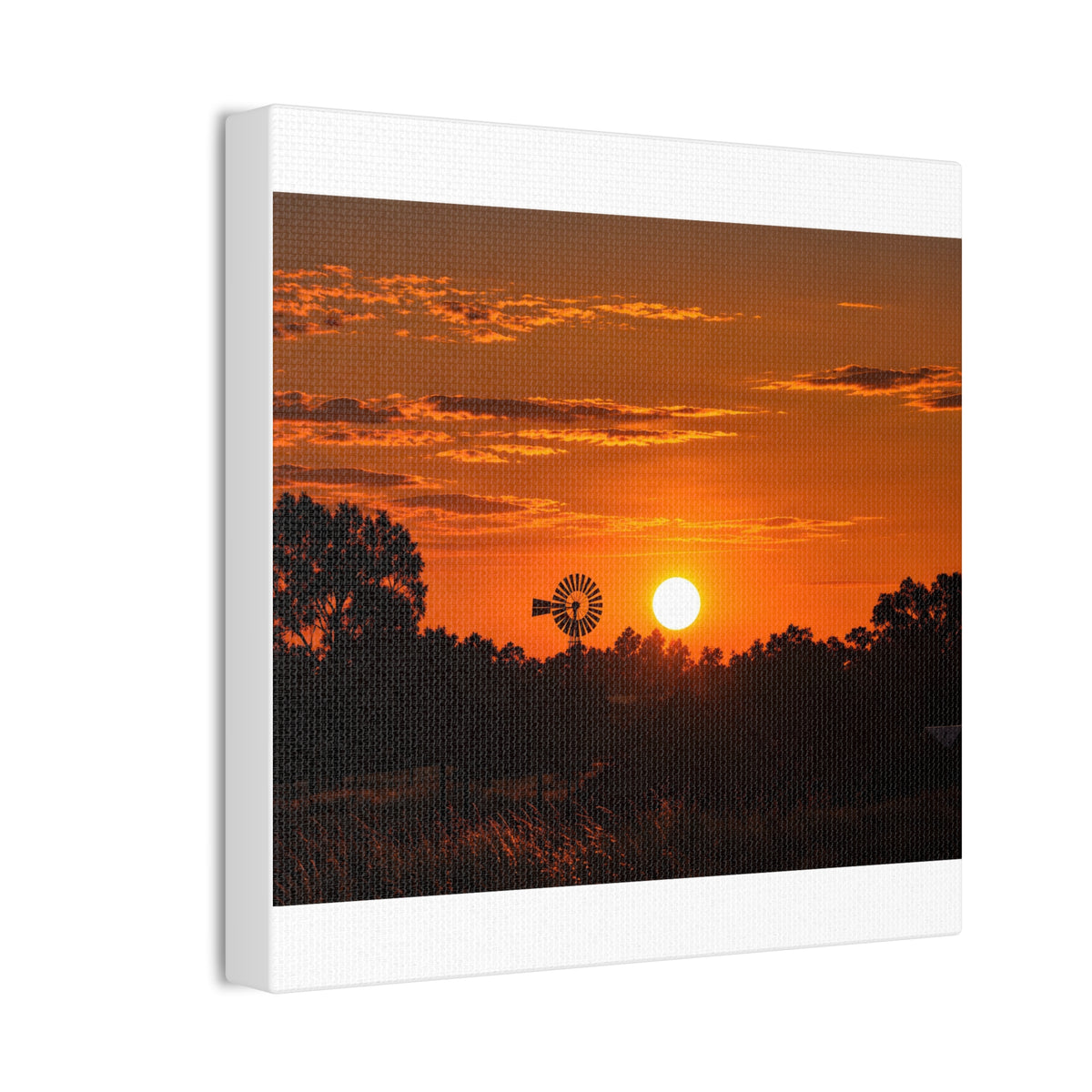 Sunset Windmill Canvas Print — Rural Farmhouse Wall Art