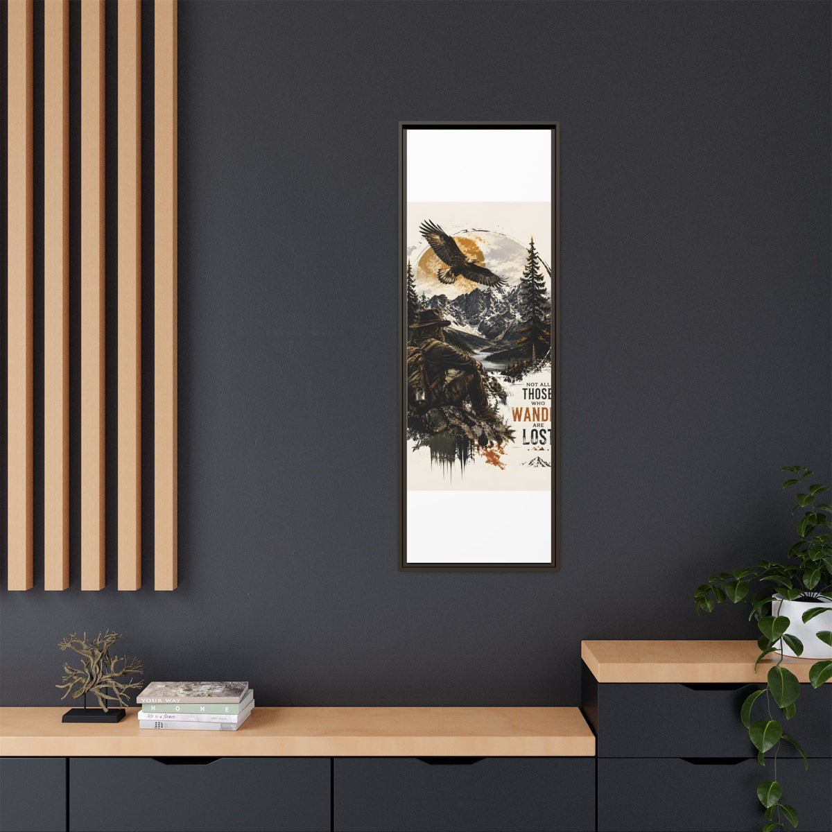 Wander Not Lost Eagle Mountain Canvas Print — Framed Matte Wall Art